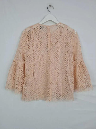 Witchery Peach Lace Shell Frilled Top Size 8 by SwapUp-Online Second Hand Store-Online Thrift Store