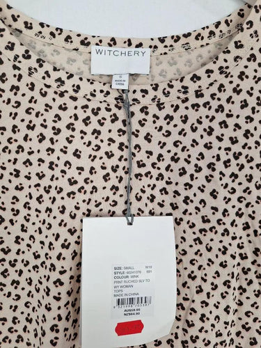 Witchery Pink Cheetah Ruched Sleeve Top Size S by SwapUp-Online Second Hand Store-Online Thrift Store