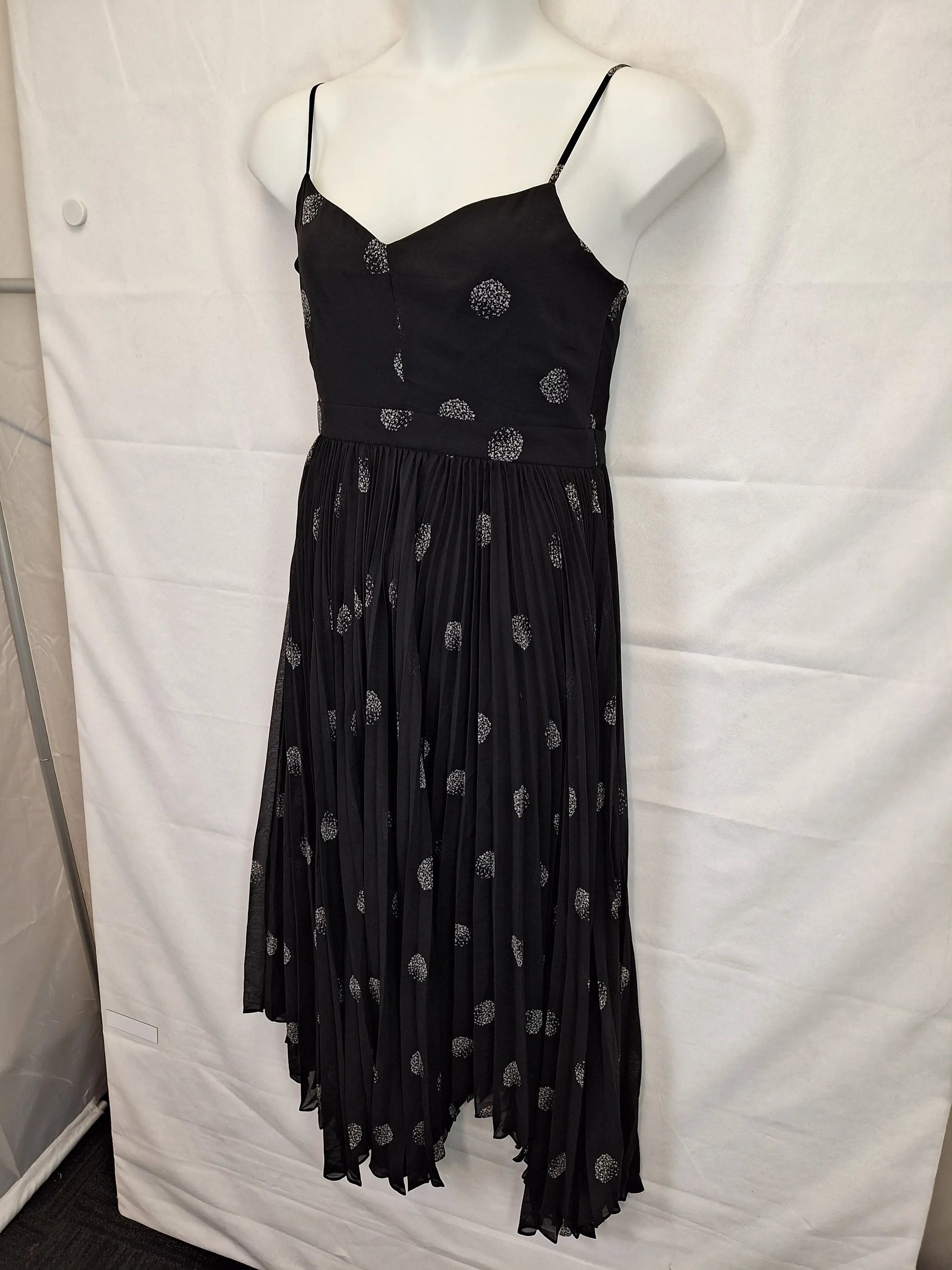 Witchery Pleated Spot Midi Dress Size 12 by SwapUp-Online Second Hand Store-Online Thrift Store