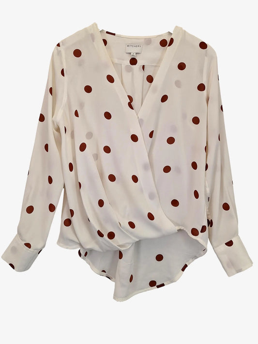 Witchery Polka Dot Tuck Shirt Size 10 by SwapUp-Online Second Hand Store-Online Thrift Store