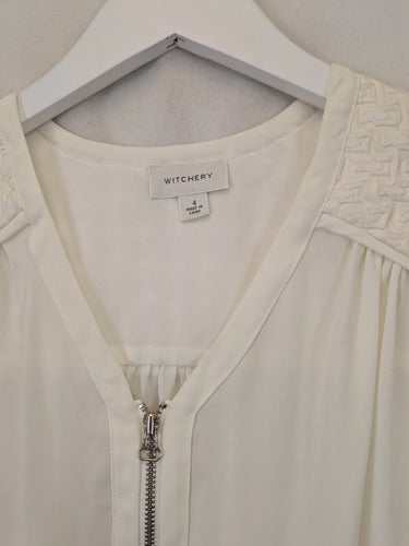 Witchery Posh Zip Neck Top Size 4 by SwapUp-Online Second Hand Store-Online Thrift Store