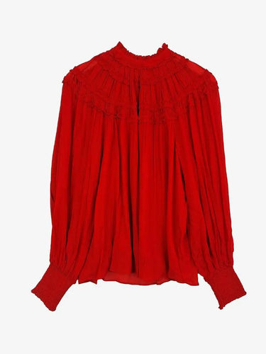 Witchery Romantic Crimson Ruffle Neck Shirt Size 8 by SwapUp-Online Second Hand Store-Online Thrift Store