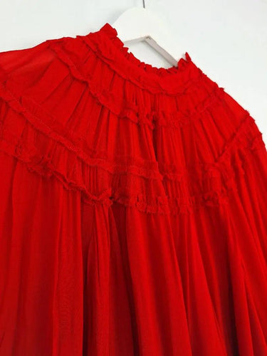 Witchery Romantic Crimson Ruffle Neck Shirt Size 8 by SwapUp-Online Second Hand Store-Online Thrift Store