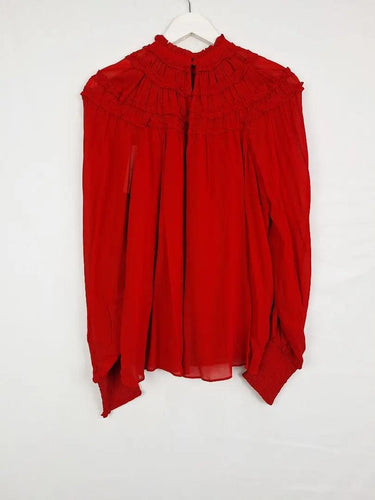 Witchery Romantic Crimson Ruffle Neck Shirt Size 8 by SwapUp-Online Second Hand Store-Online Thrift Store