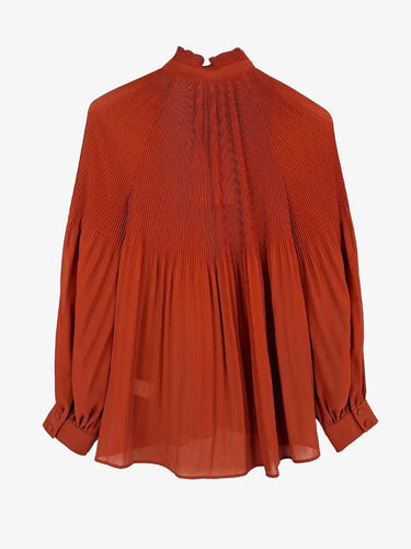 Witchery Rust Pleated Drapey Shirt Size 8 by SwapUp-Online Second Hand Store-Online Thrift Store