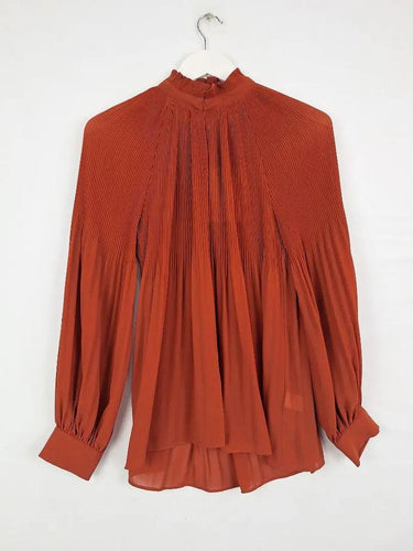 Witchery Rust Pleated Drapey Shirt Size 8 by SwapUp-Online Second Hand Store-Online Thrift Store
