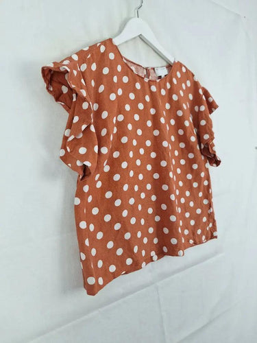 Witchery Rust Polka Dot Linen Blend Top Size 6 by SwapUp-Online Second Hand Store-Online Thrift Store