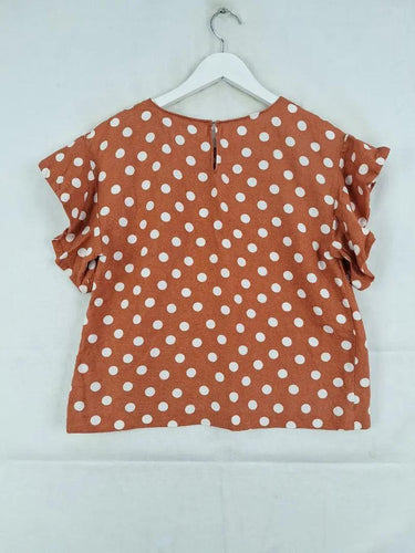 Witchery Rust Polka Dot Linen Blend Top Size 6 by SwapUp-Online Second Hand Store-Online Thrift Store