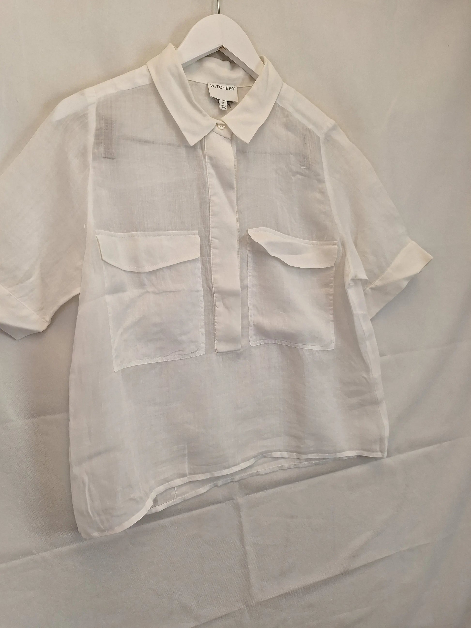 Witchery Sheer Boxy Utility Shirt Size 14 by SwapUp-Online Second Hand Store-Online Thrift Store