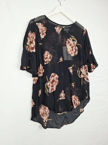Witchery Sheer Floral Cape Shoulder Top Size 8 by SwapUp-Online Second Hand Store-Online Thrift Store
