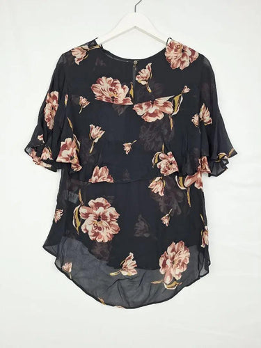 Witchery Sheer Floral Cape Shoulder Top Size 8 by SwapUp-Online Second Hand Store-Online Thrift Store