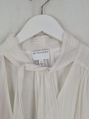Witchery Sheer Shimmer Stripe Blouse Size 14 by SwapUp-Online Second Hand Store-Online Thrift Store