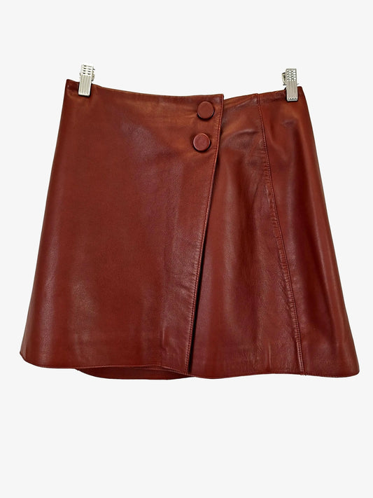 Witchery Stylish Merlot Leather Mini Skirt Size 10 by SwapUp-Online Second Hand Store-Online Thrift Store