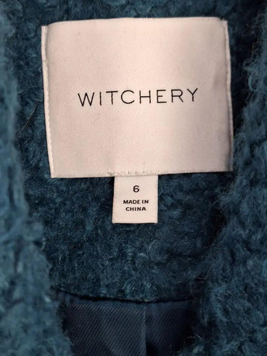Witchery Teal Textured Trench Style Coat Size 6 by SwapUp-Online Second Hand Store-Online Thrift Store