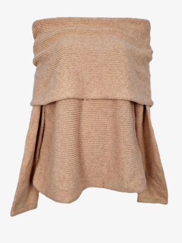 Witchery Toffee Fold Over Knit Top Size S by SwapUp-Online Second Hand Store-Online Thrift Store