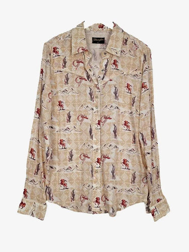 Wrangler Hand Drawn Novelty Western Shirt Size 14 by SwapUp-Online Second Hand Store-Online Thrift Store