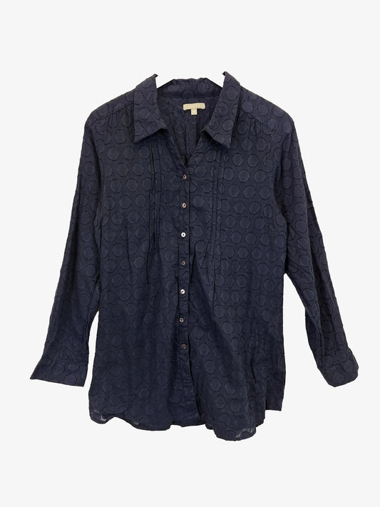 Yarra Trail Textured Pintuck Navy Shirt Size 14 by SwapUp-Online Second Hand Store-Online Thrift Store