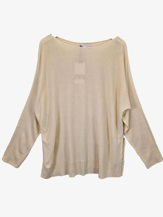Zara Cream Horizontal Knit Jumper Size L by SwapUp-Online Second Hand Store-Online Thrift Store