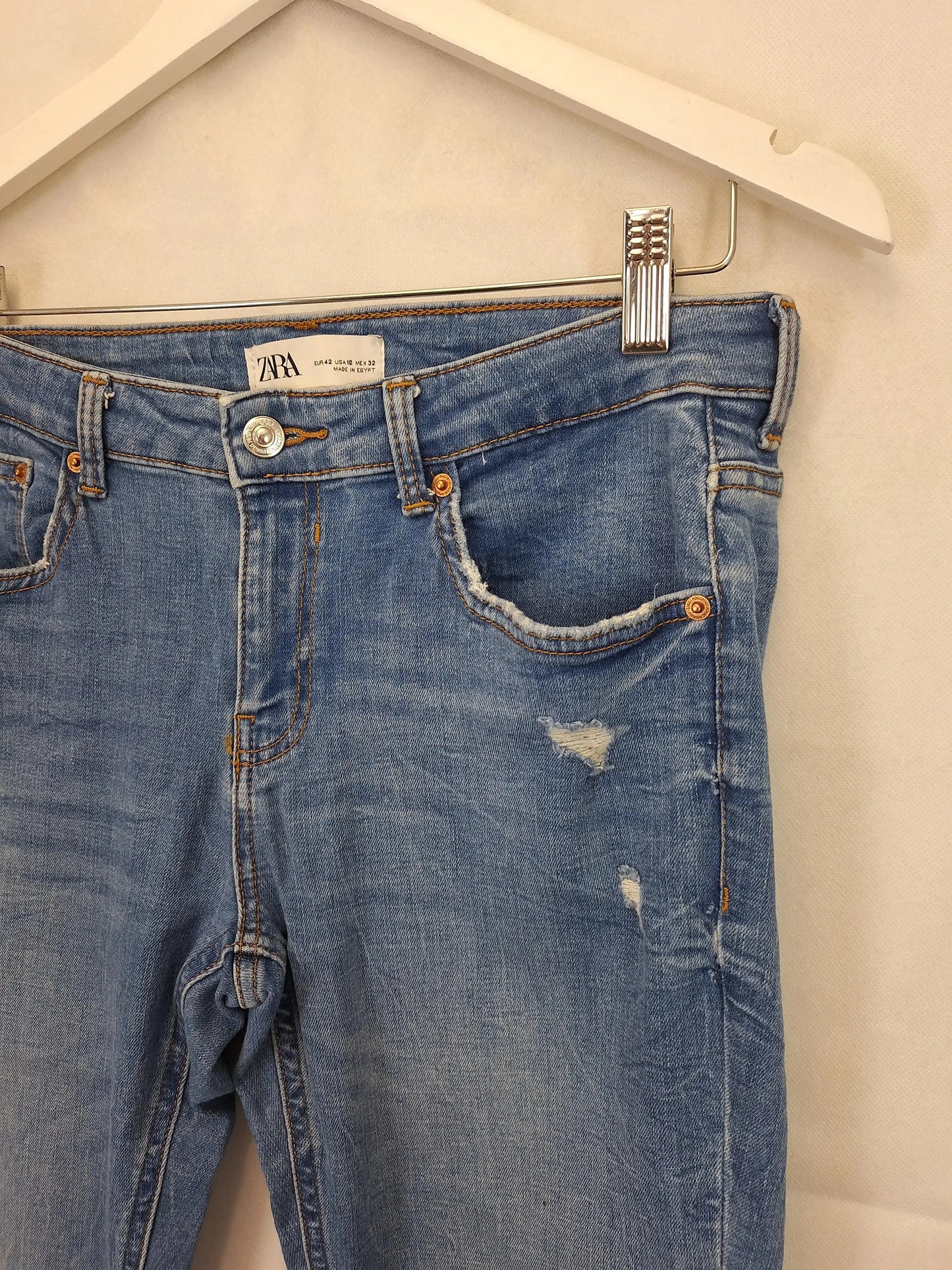 Zara Distressed Denim Jeans Size 14