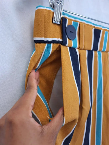 Zara Everyday Mustard Stripe Relaxed Fit Pants Size S by SwapUp-Online Second Hand Store-Online Thrift Store