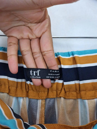 Zara Everyday Mustard Stripe Relaxed Fit Pants Size S by SwapUp-Online Second Hand Store-Online Thrift Store