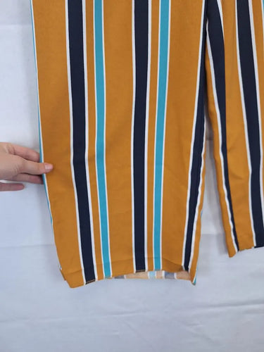 Zara Everyday Mustard Stripe Relaxed Fit Pants Size S by SwapUp-Online Second Hand Store-Online Thrift Store