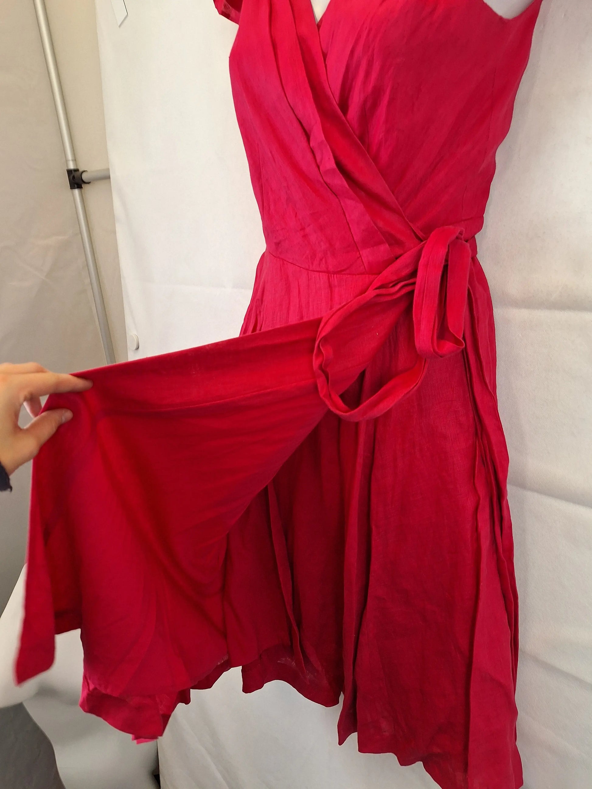 Zara Raspberry Frilled Wrap Midi Dress Size S by SwapUp-Online Second Hand Store-Online Thrift Store