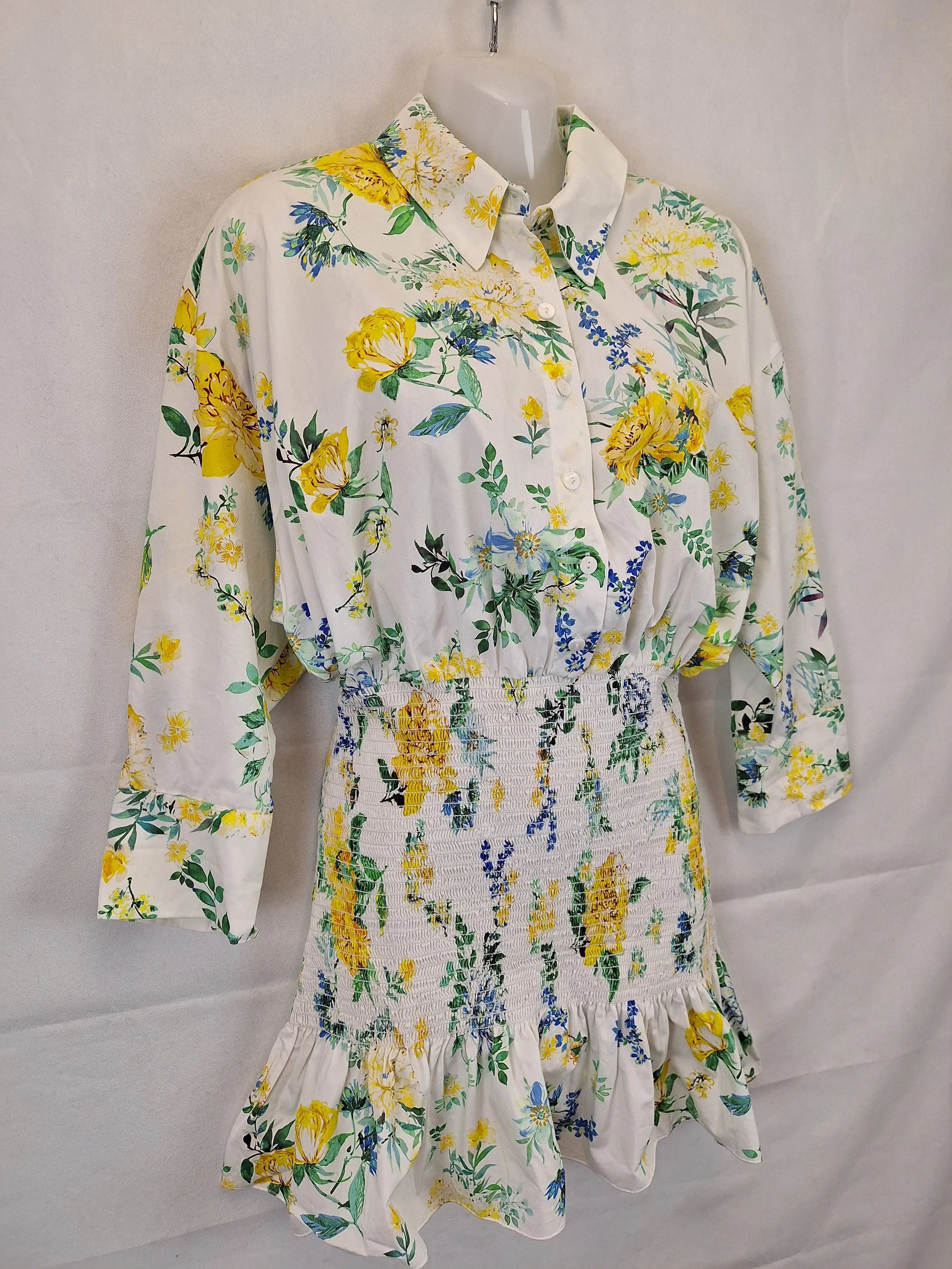 Zara Spring Flora Shirred Mini Dress Size M by SwapUp-Online Second Hand Store-Online Thrift Store