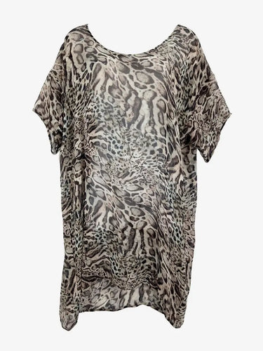 Zimmermann Silver Grey Leopard Silk Dress Size 12 by SwapUp-Online Second Hand Store-Online Thrift Store