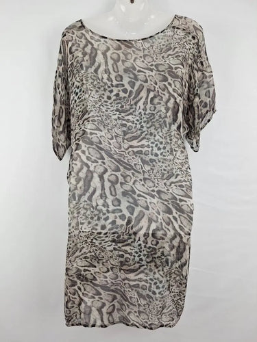 Zimmermann Silver Grey Leopard Silk Dress Size 12 by SwapUp-Online Second Hand Store-Online Thrift Store