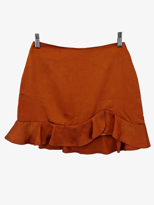 alice in the eve Chestnut Shiny Frilled Mini Skirt Size S by SwapUp-Online Second Hand Store-Online Thrift Store