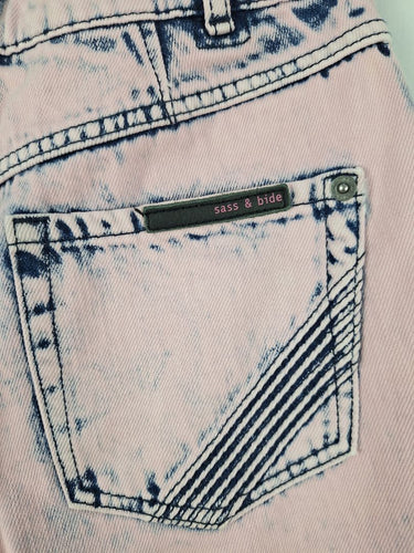 Second-Hand - Sass & Bide Swanky Pink Denim Flare Leg Jeans Size 6 - SwapUp