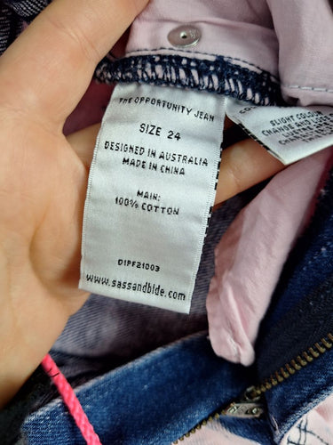 Second-Hand - Sass & Bide Swanky Pink Denim Flare Leg Jeans Size 6 - SwapUp