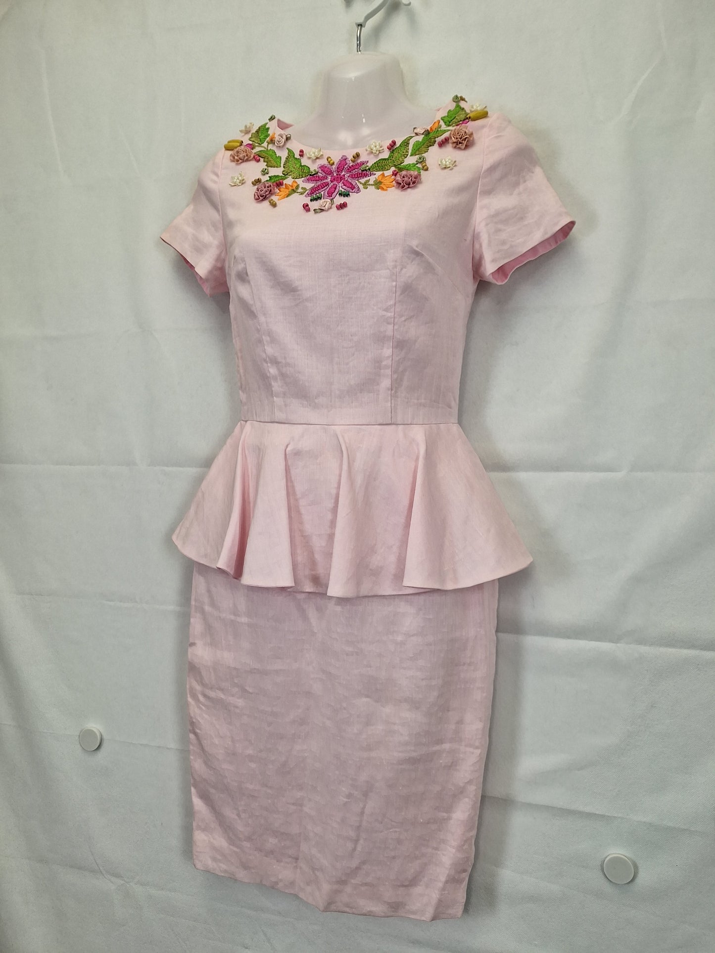 Denny Wirawan Embroidery Beaded Pretty Pink Mini Dress Size 6 by SwapUp-Online Second Hand Store-Online Thrift Store
