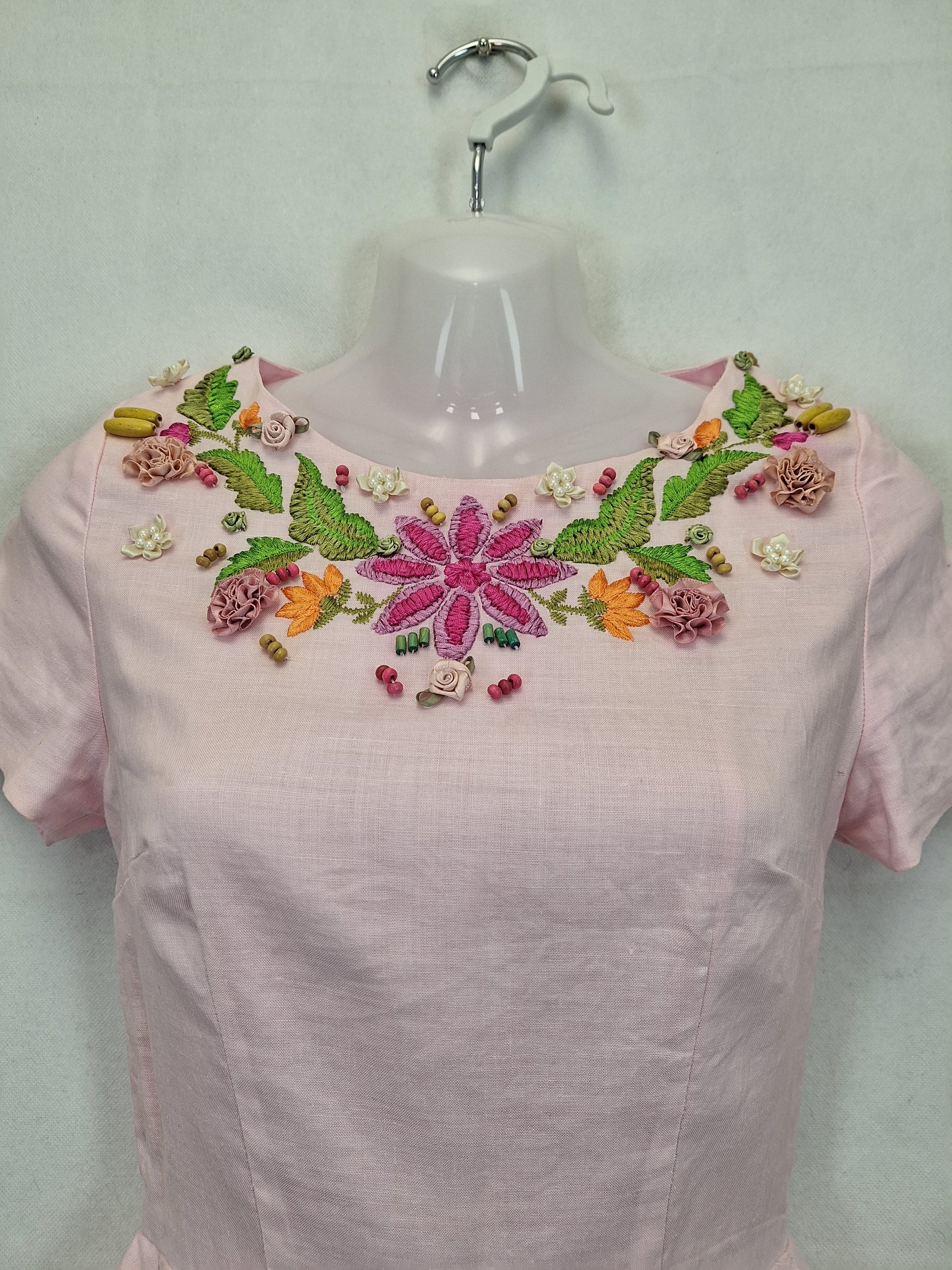 Denny Wirawan Embroidery Beaded Pretty Pink Mini Dress Size 6 by SwapUp-Online Second Hand Store-Online Thrift Store