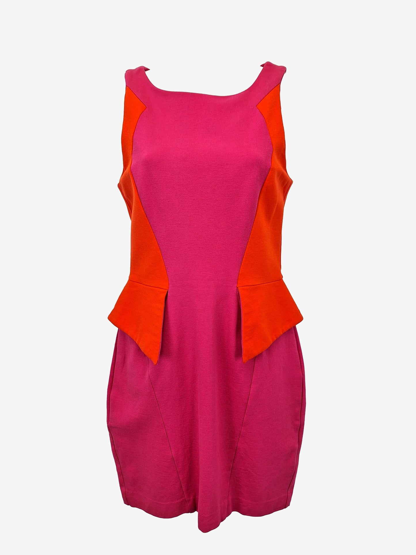 Cue Tailored Hot Pink & Red Combo Mini Dress Size 8 by SwapUp-Online Second Hand Store-Online Thrift Store