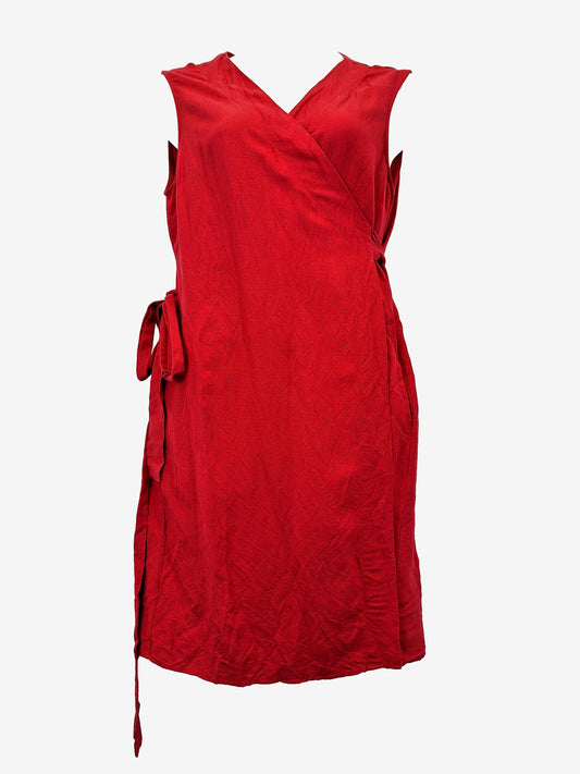 Princess Highway Red Hot Linen Blend Wrap Midi Dress Size 15 by SwapUp-Online Second Hand Store-Online Thrift Store