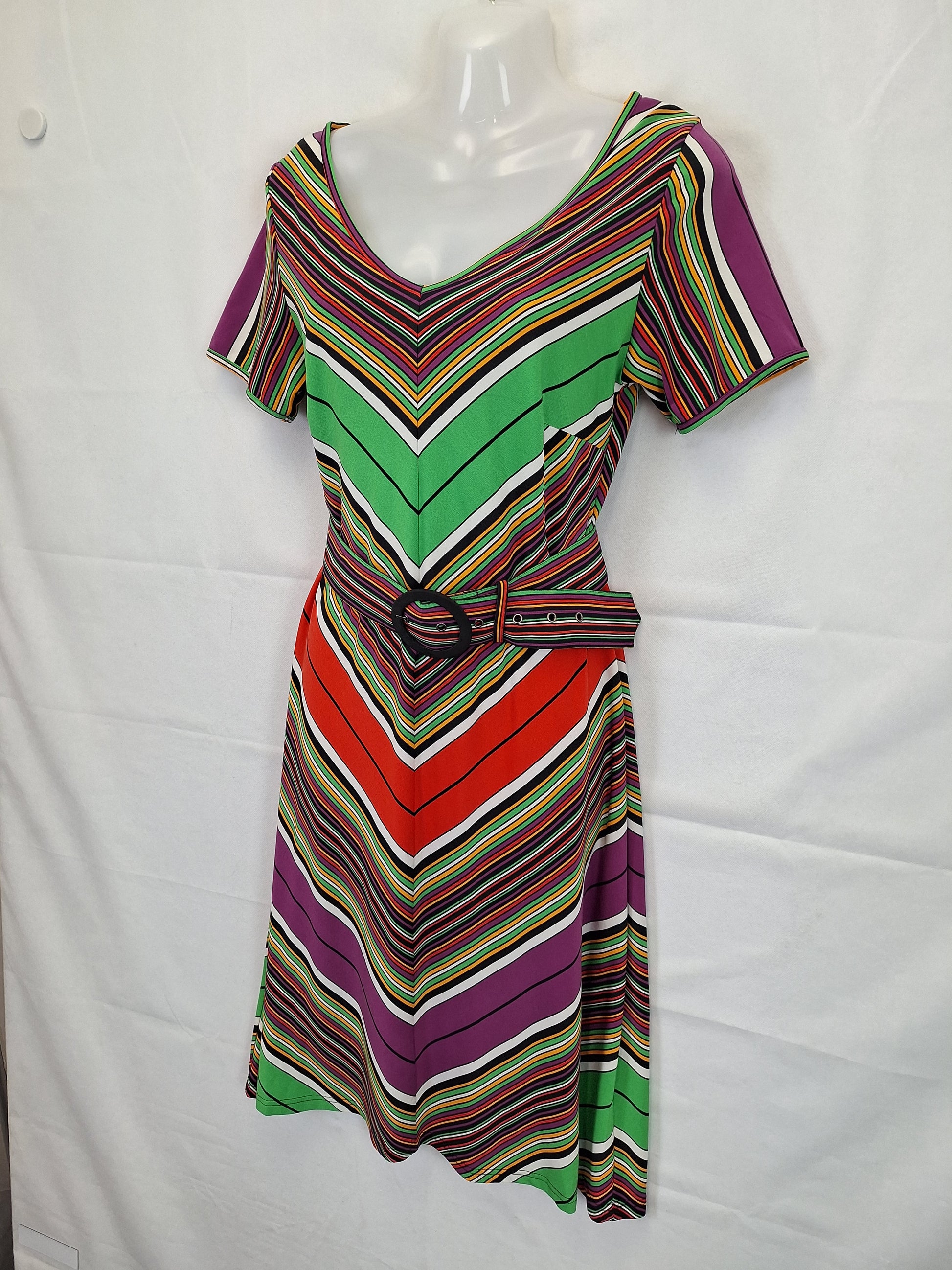 Leona Edmiston Striped Belted Midi Dress Size S by SwapUp-Online Second Hand Store-Online Thrift Store