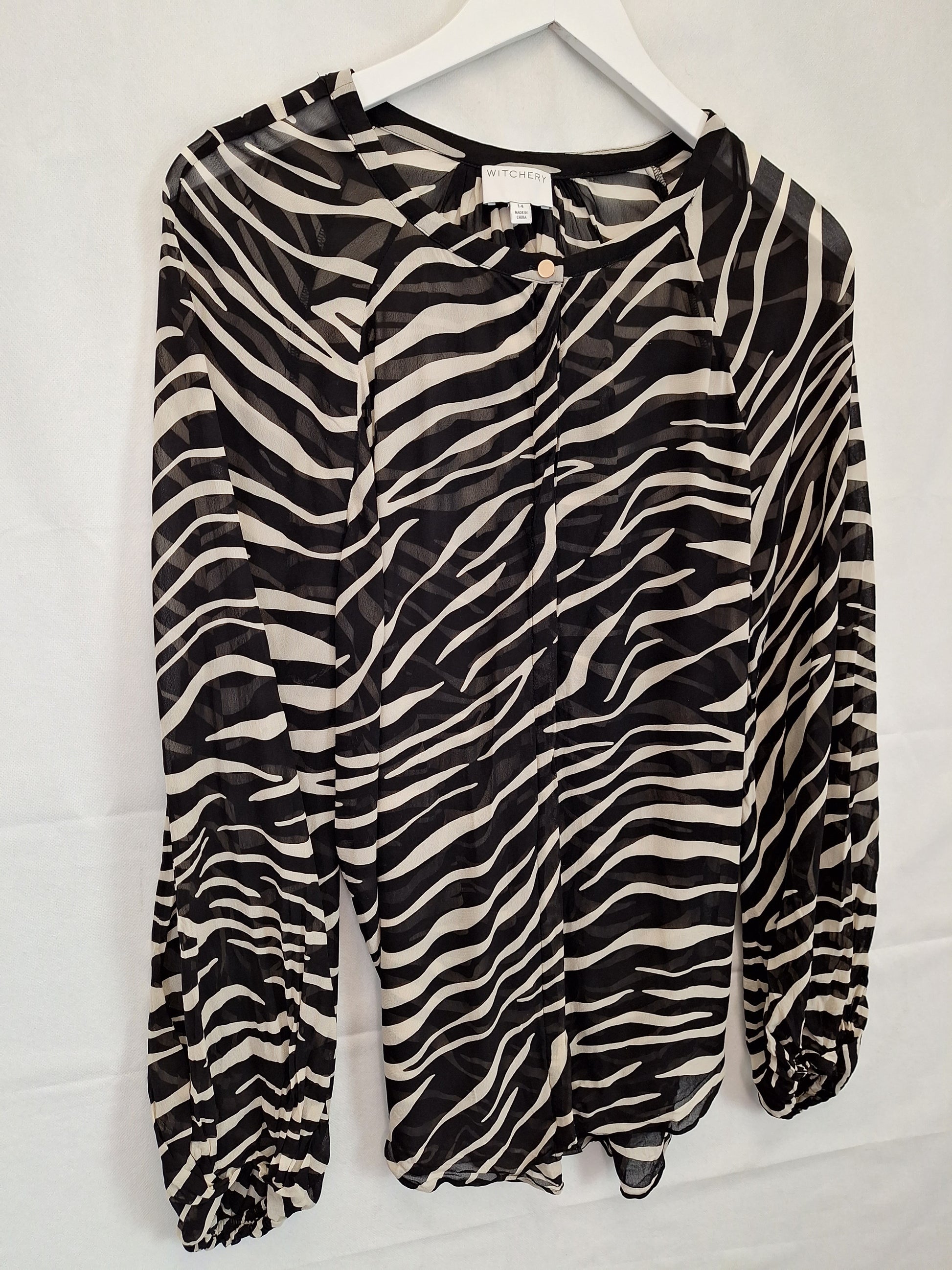Witchery Striped Sheer Full Sleeve Blouse Size 14 by SwapUp-Online Second Hand Store-Online Thrift Store