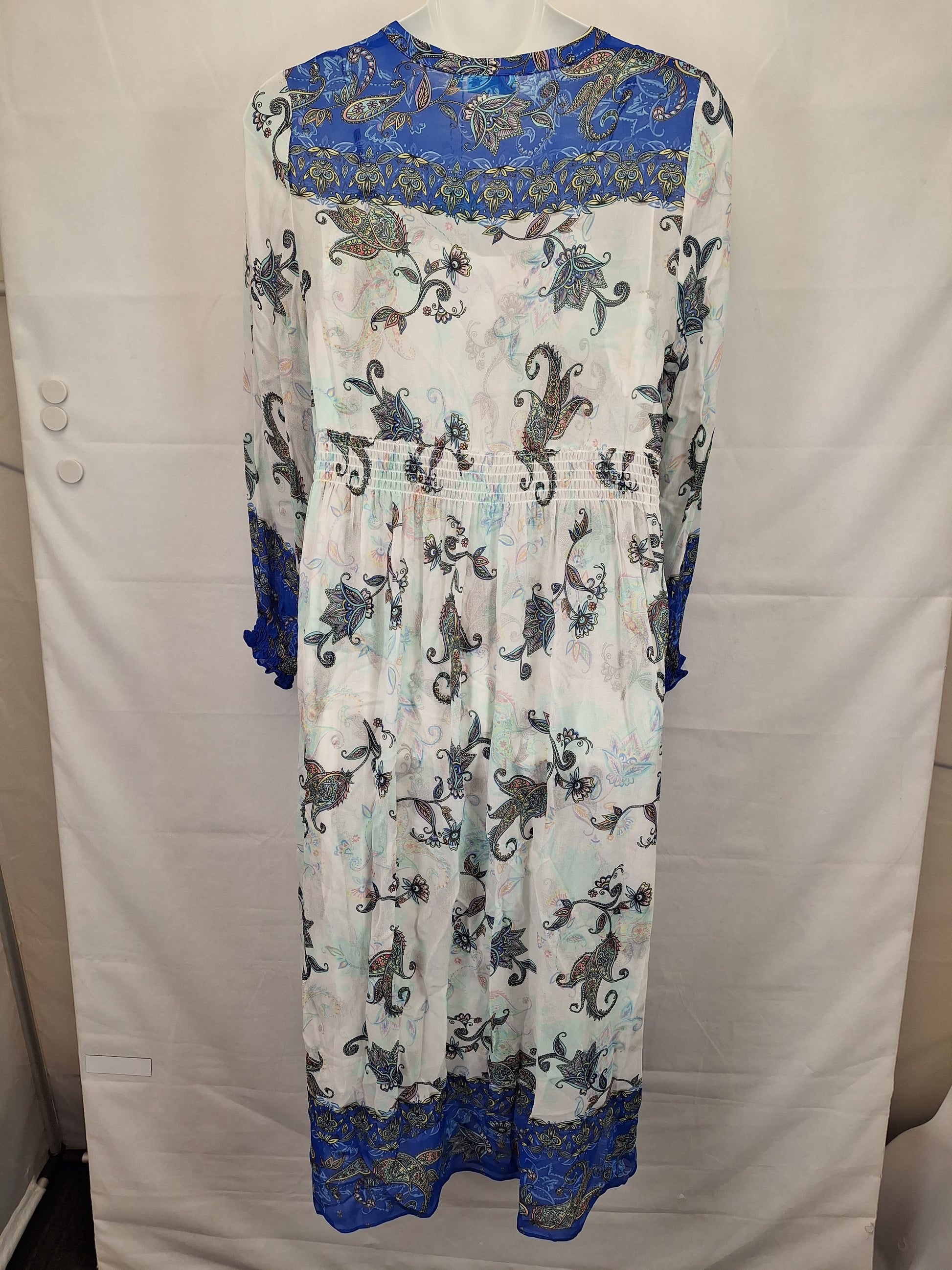 Blue Illusion Two In One Border Print Midi Dress Size XXXL by SwapUp-Online Second Hand Store-Online Thrift Store