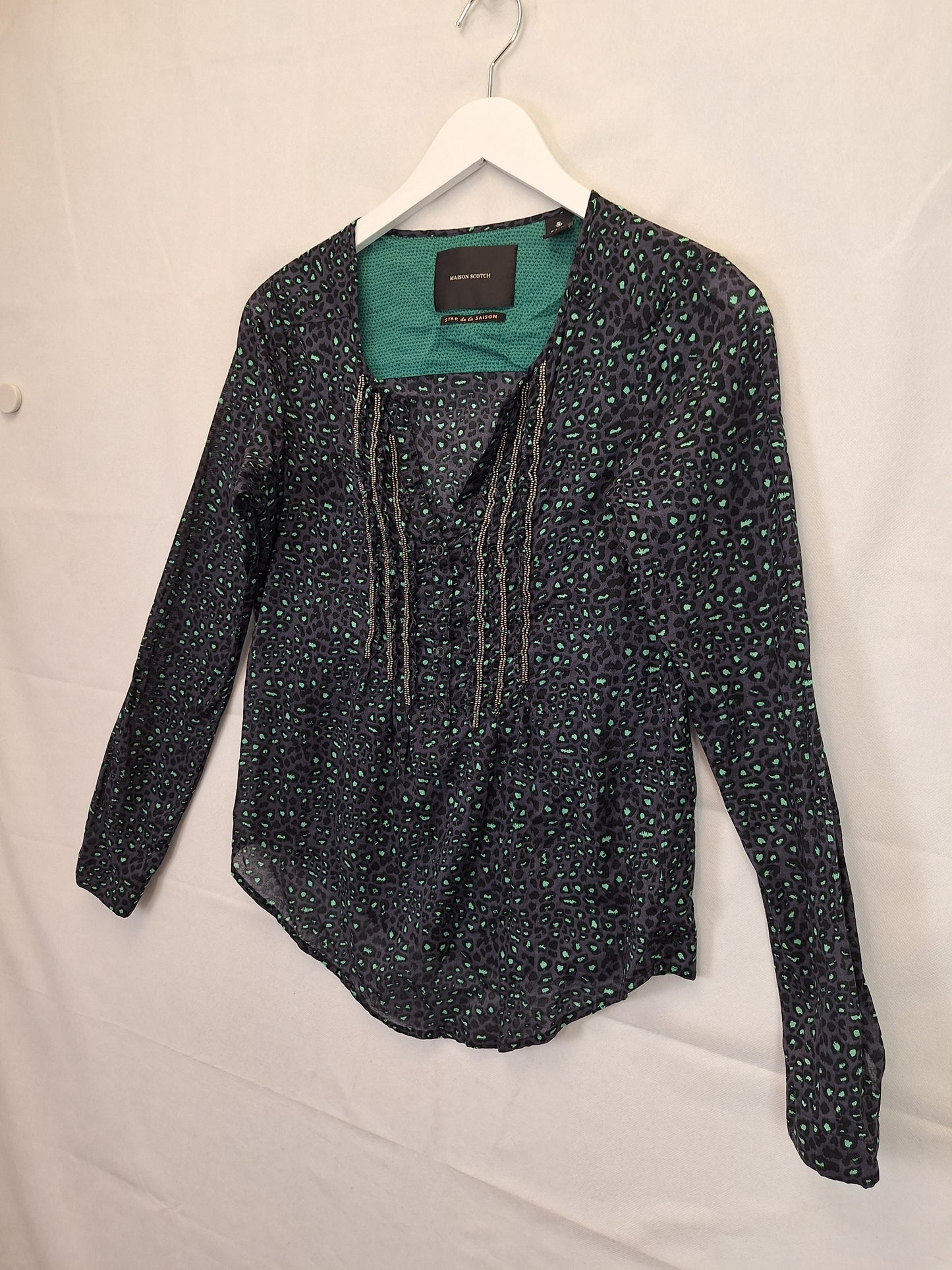 Scotch & Soda Cheetah Sheer Blouse Size XS by SwapUp-Online Second Hand Store-Online Thrift Store