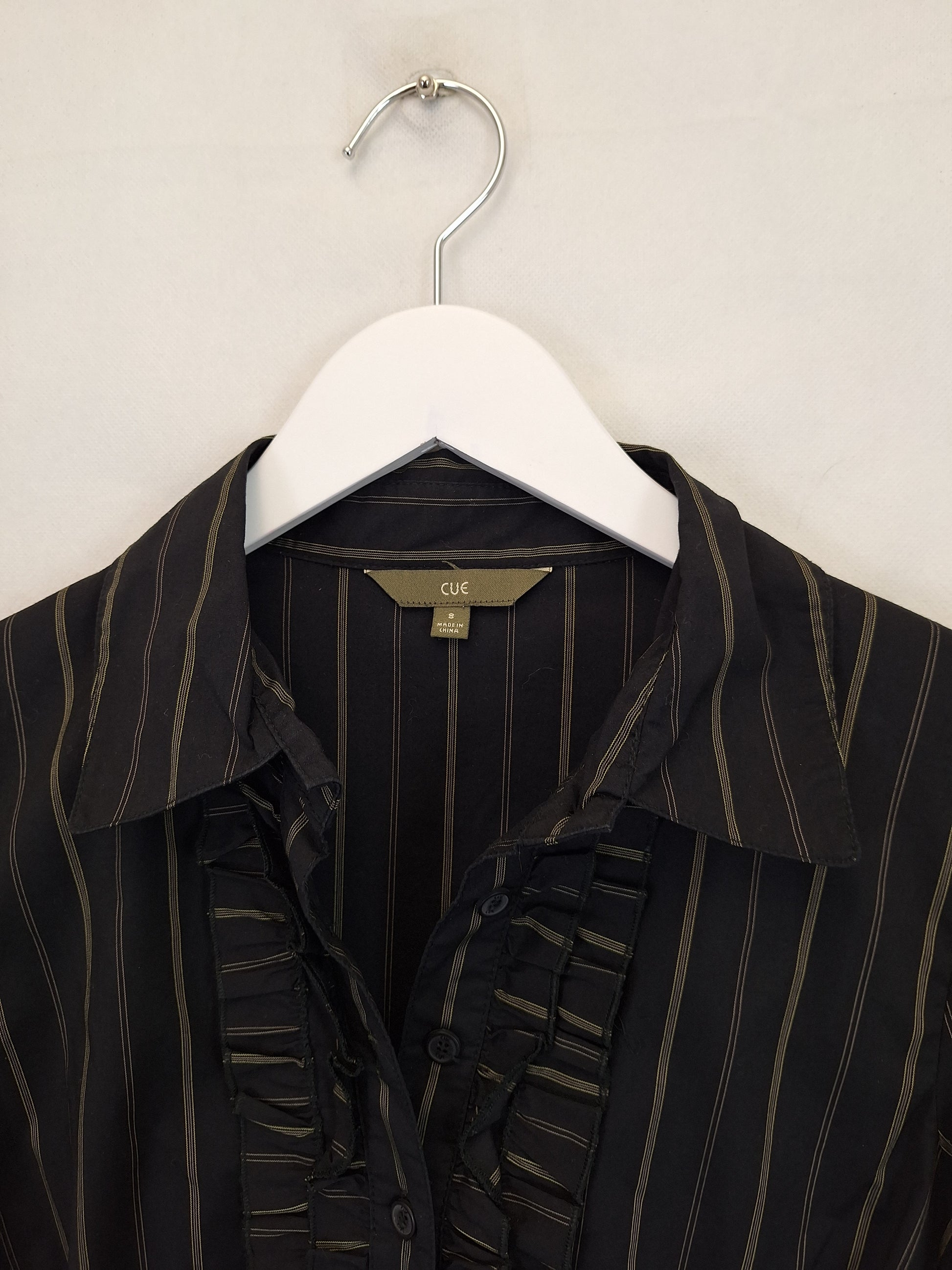 Cue Striped Frill Shirt Size 8 by SwapUp-Online Second Hand Store-Online Thrift Store