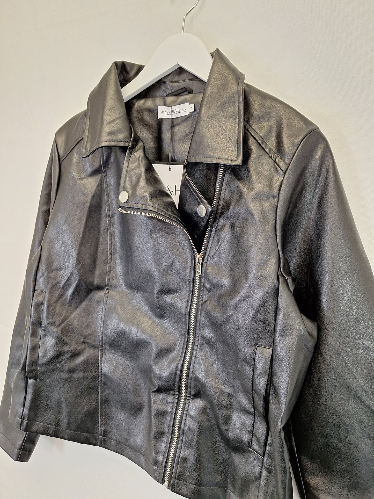 Atmos & Here Faux Leather Harper Biker Jacket Size 18 by SwapUp-Online Second Hand Store-Online Thrift Store