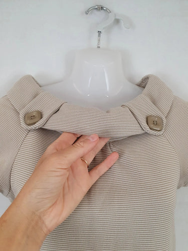Basque Stripe Button Midi Dress Size 8 by SwapUp-Second Hand Shop-Thrift Store-Op Shop 