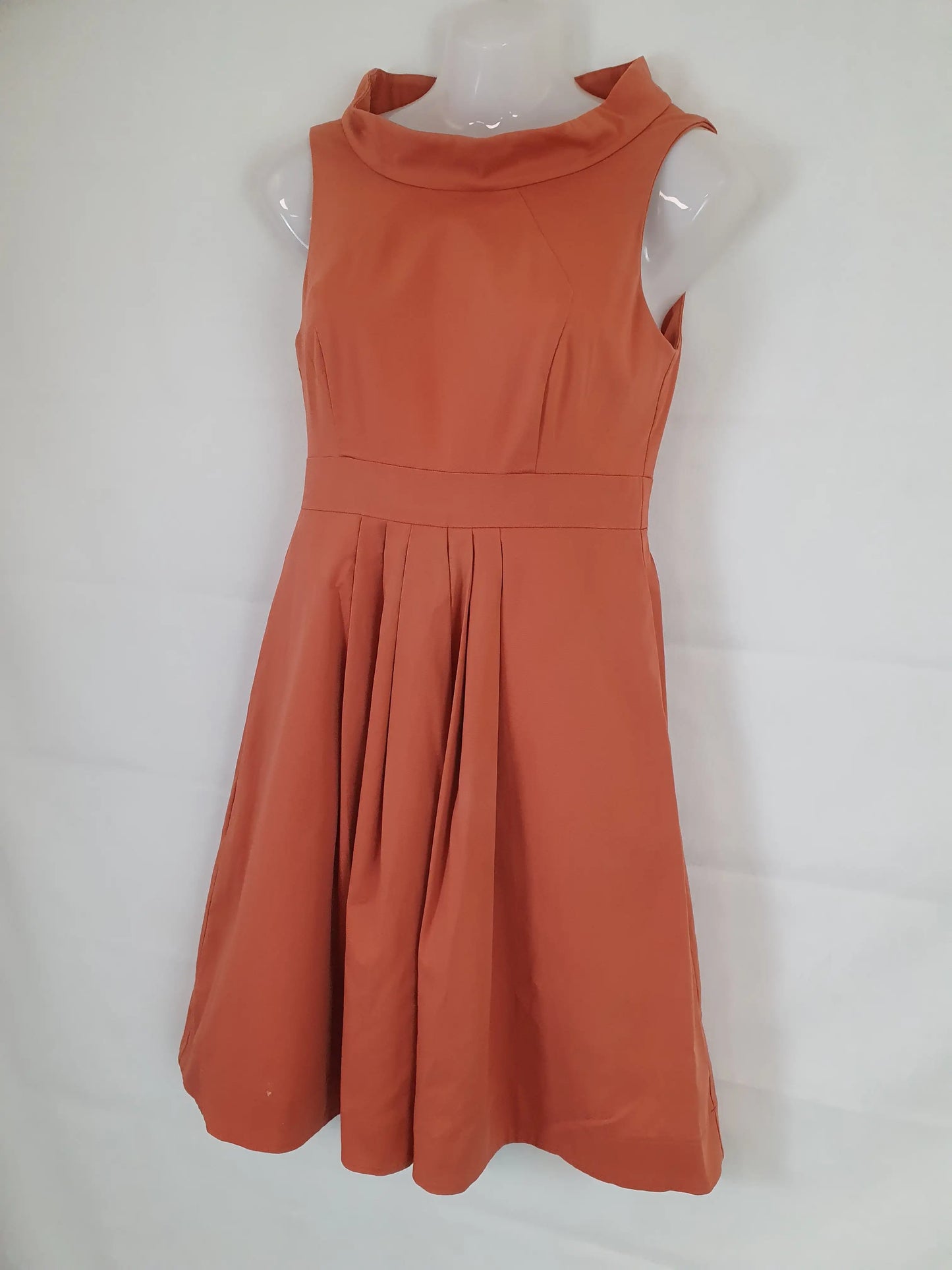 Cue High Neck Sunset Office Midi Dress Size 6 by SwapUp-Second Hand Shop-Thrift Store-Op Shop 