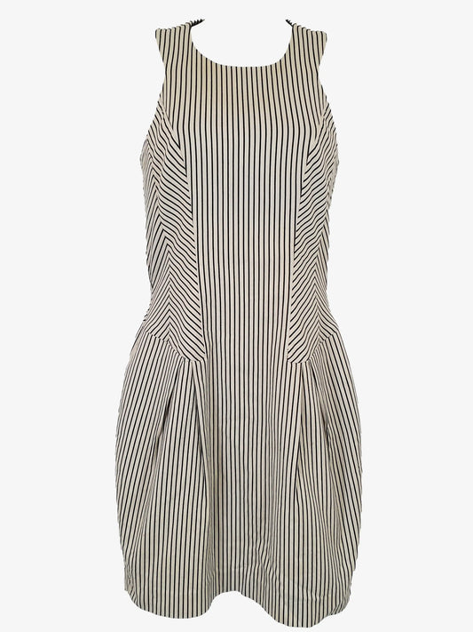 Cue Striped Office Midi Dress Size 6 by SwapUp-Second Hand Shop-Thrift Store-Op Shop 
