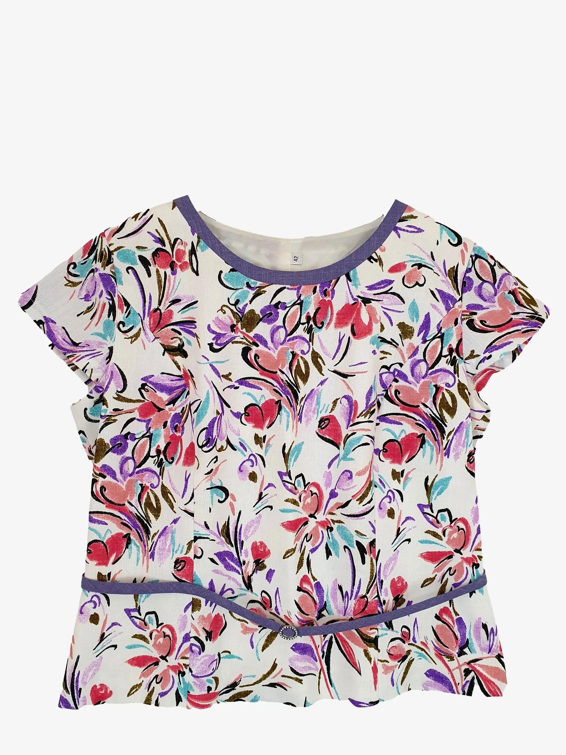 Exclusive Boutique Print Summer Linen Top Size 14 by SwapUp-Second Hand Shop-Thrift Store-Op Shop 
