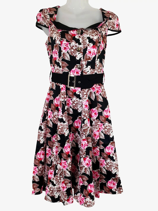 Hearts & Roses Floral Midi Dress Size 10 by SwapUp-Second Hand Shop-Thrift Store-Op Shop 
