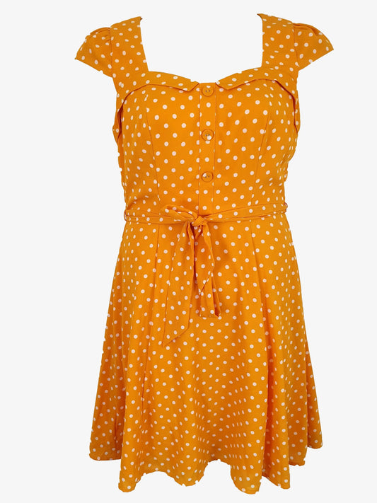 Review Cecilia Spot Midi Dress Size 10 by SwapUp-Second Hand Shop-Thrift Store-Op Shop 