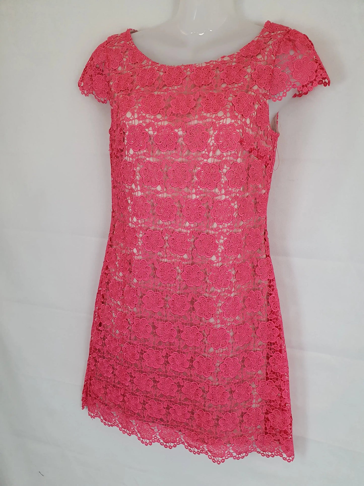 Review Fluro Pink Lace Midi Skirt Size 8 by SwapUp-Online Second Hand Store-Online Thrift Store